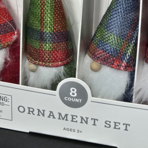 Wondershop™ - 8 piece Fabric Gnome Christmas Tree Ornament Set NEW in Box - Picture 3 of 9